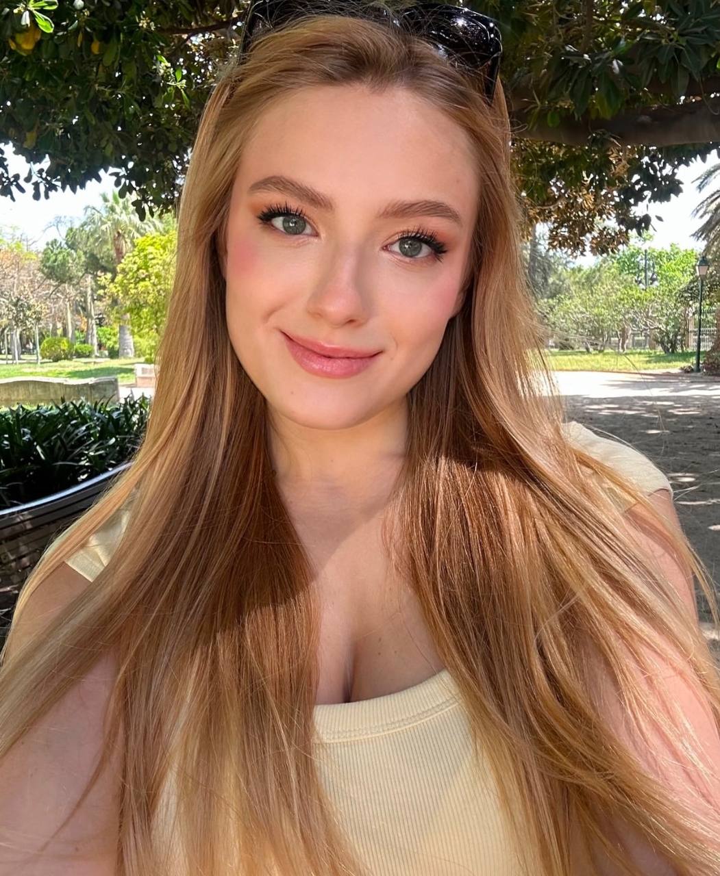 Woman outdoors in the sunshine